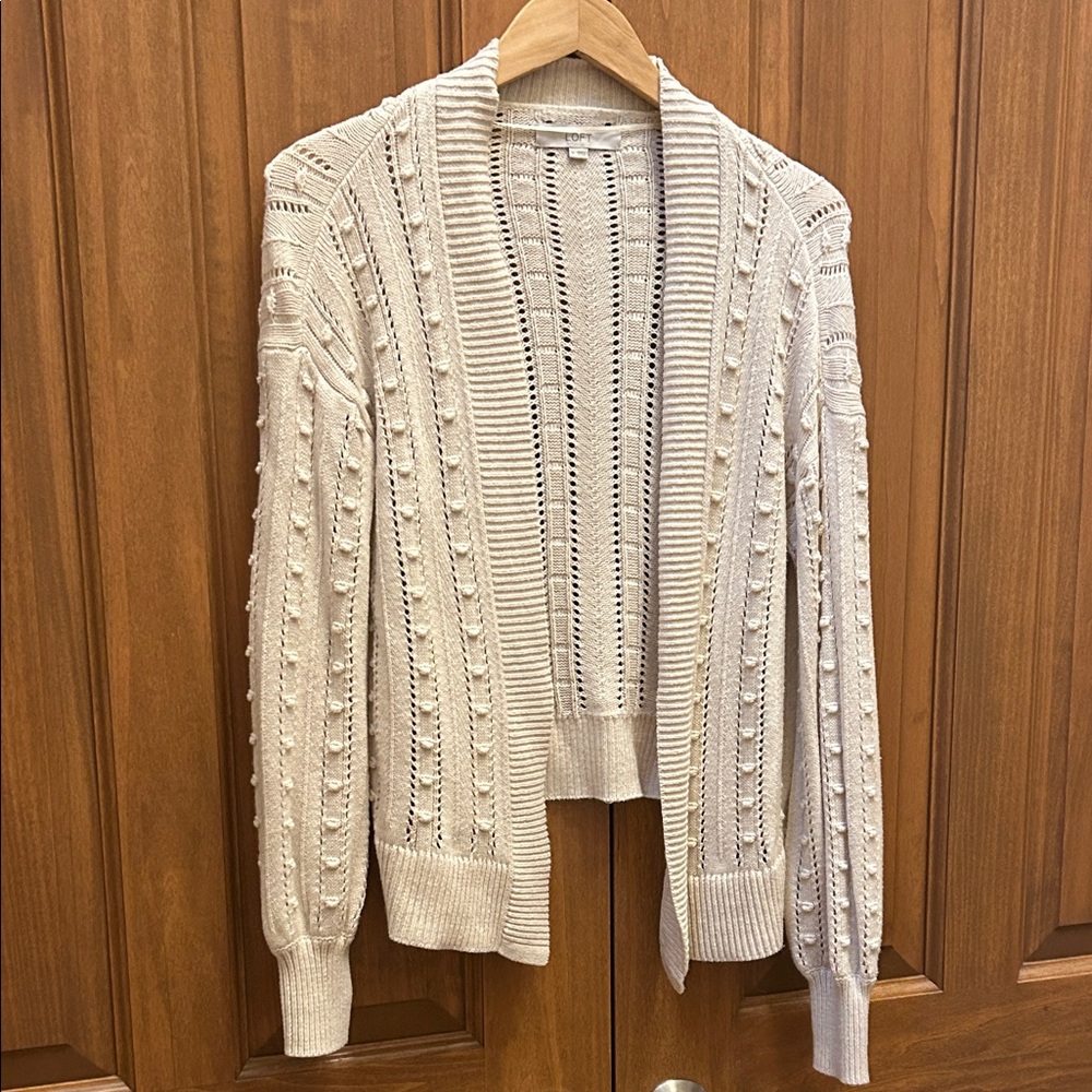 LOFT Cream Textured Women's open Cardigan size medium